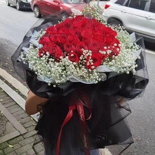 鄂州市店生日鲜花速递礼物送百合粉粉红玫瑰束18鄂城华容梁子湖区