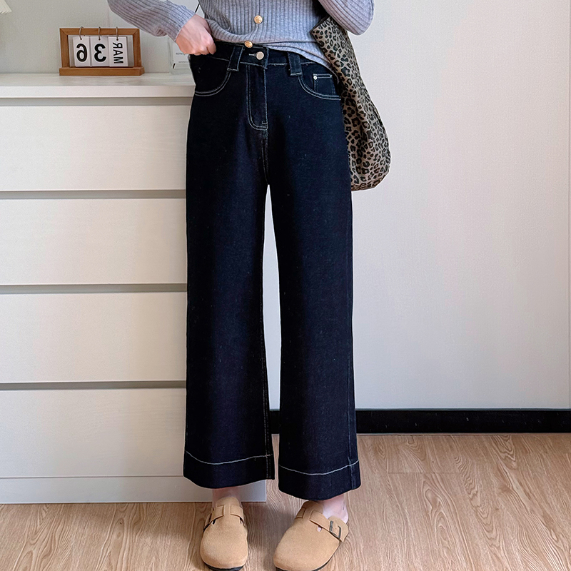 COCO微胖牛仔裤女阔腿裤2025新款秋季松弛感大码女胖mm显瘦直筒裤