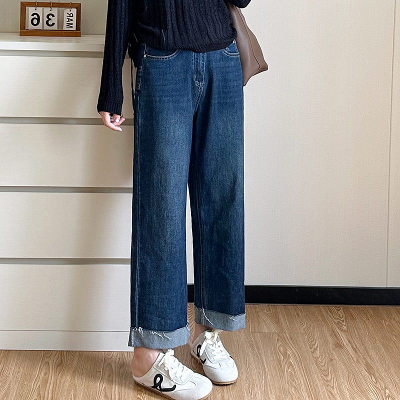 COCO微胖大码2025秋冬新款直筒牛仔裤女款小个子宽松胖mm巨显瘦裤