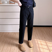 高腰九分复古哈伦裤 COCO微胖大码 子2024夏季 女胖mm弹力裤 潮 牛仔裤