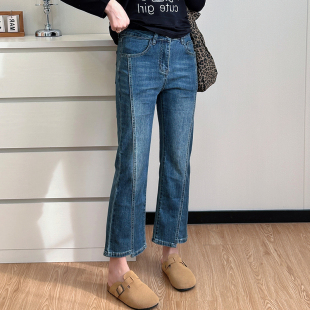 显瘦胖妹妹高腰裤 COCO微胖mm微喇九分牛仔裤 秋冬季 女装 子 2025大码