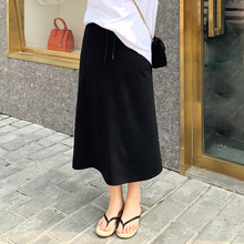2020夏装新款大码藏肉纯色半身裙200斤胖妹妹宽松显瘦松紧绑带裙