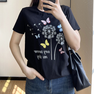 女装 T恤印花上衣女2023夏季 COCO大码 微胖mm短袖 显瘦体恤 新款 大码