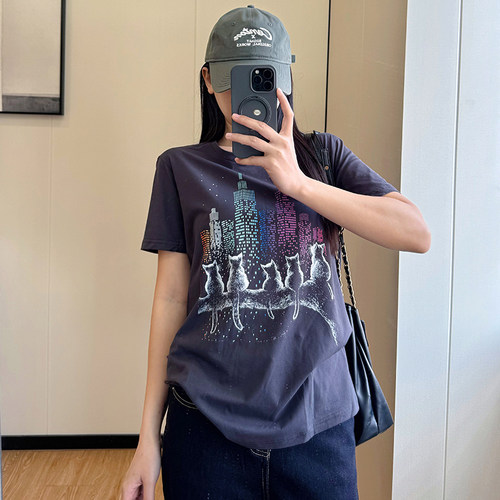 COCO大码短袖T恤女夏装新款大码胖mm宽松显瘦休闲长袖上衣体恤衫