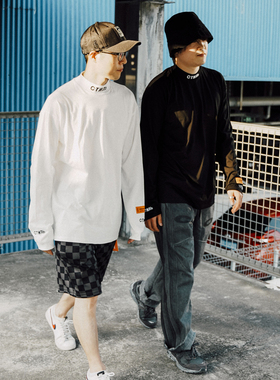 heropn preston长袖半高领T恤CTNNB俄文刺绣打底衫男女同款情侣潮