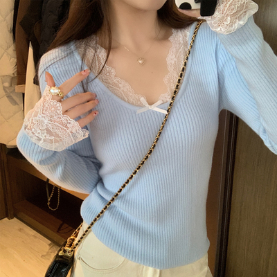 【甜美蕾丝加绒打底衫】加厚保暖