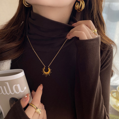 秋冬堆堆领长袖磨毛打底衫女内搭