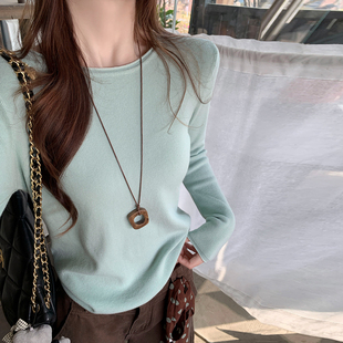 龙妹家薄荷绿圆领打底衫 巨好看针织上衣 女外穿内搭毛衣2026春新款