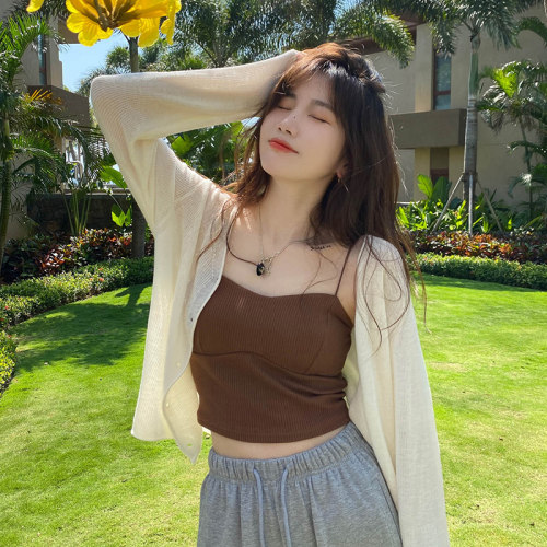 白色冰丝针织开衫外套女