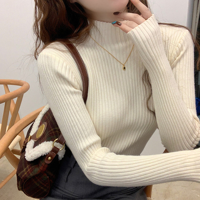 半高领修身显瘦针织毛衣
