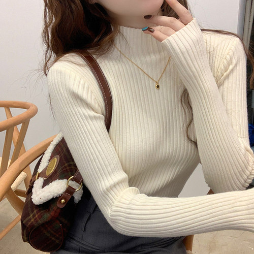 半高领修身显瘦针织毛衣