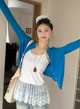 龙妹家白色拼接蕾丝吊带背心女夏外穿内搭2026新款无袖小上衣打底
