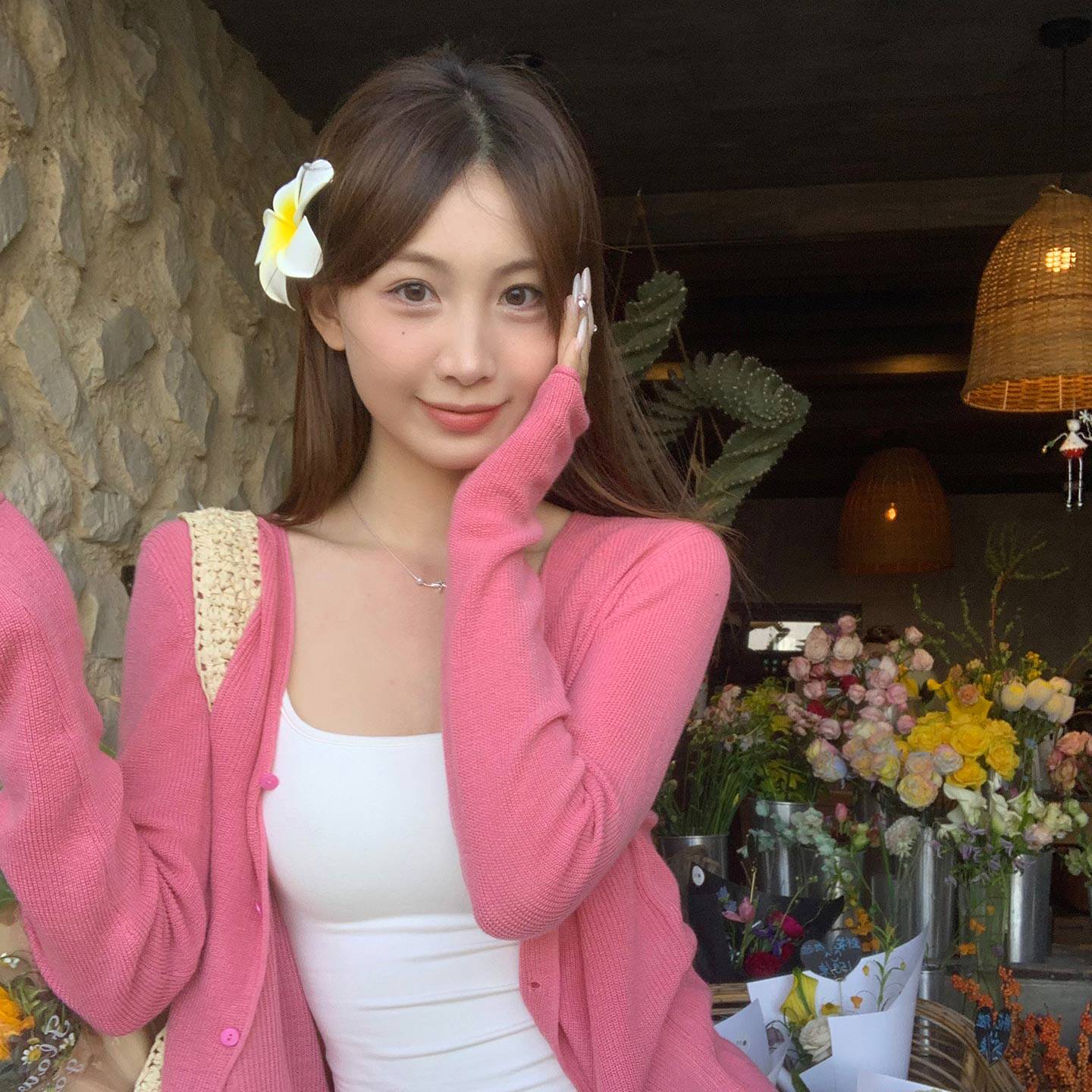 龙妹家粉色V领针织开衫外套女春夏外穿2026新款防晒罩衫薄款上衣