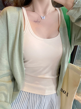 绿色V领针织开衫女外搭2026早秋季新款薄款宽松防晒罩衫外套上衣