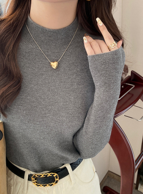 半高领毛衣女冬2026新款加绒加厚羊毛打底衫内搭灰色针织高级上衣