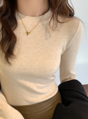圆领针织打底衫女内搭2026秋冬新款小立领毛衣软糯修身高级感上衣