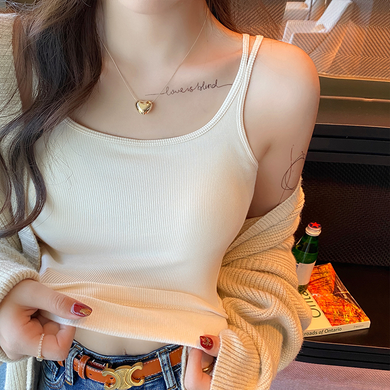 白色背心女春季带胸垫一体吊带外穿美背2025新款无袖打底内搭上衣