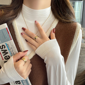 白色半高领加绒打底衫 外穿中领莫代尔T恤上衣 女内搭高级2026新款