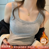 新款 灰色工字无袖 背心女内搭2026春季 宽肩带遮副乳磨毛打底小吊带