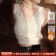 白色加绒保暖背心女2025秋冬带胸垫吊带内搭蕾丝内衣加厚打底上衣