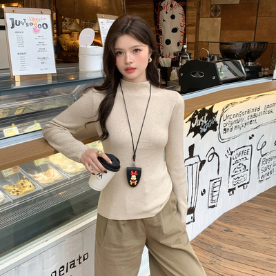 【韩系穿搭】燕麦色半高领打底衫