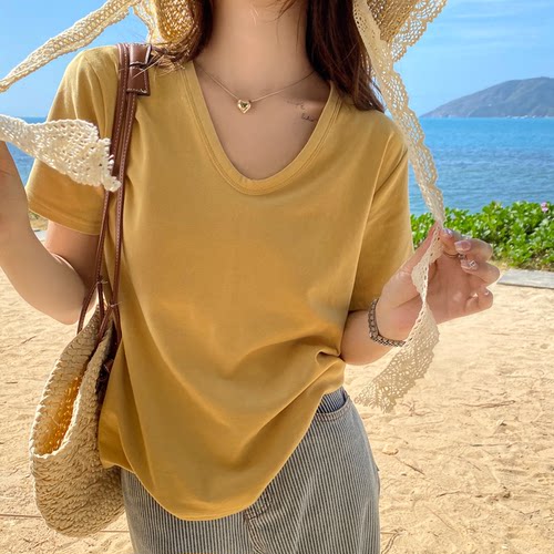短袖T恤女V领修身常规