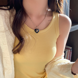 黄色小背心女2026春夏绝美内搭外穿小吊带打底无袖 上衣带胸垫一体