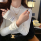 白色小立领磨毛打底衫 半高领T恤加绒上衣 女内搭高级感2026冬新款