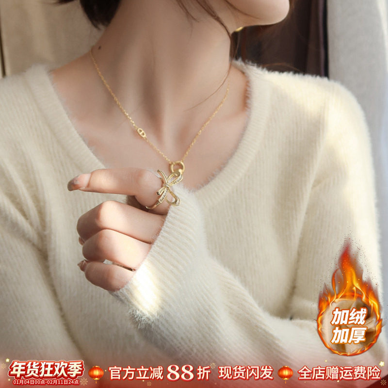 杏色低圆领加绒加厚打底衫女秋冬季2025新款内搭毛衣保暖针织上衣,女装/女士精品,毛针织衫,淘宝优惠券,粉丝福利购,淘宝优惠卷