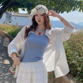 龙妹家蓝色U领吊带背心女内搭外穿2026春夏新款 遮副乳打底小上衣