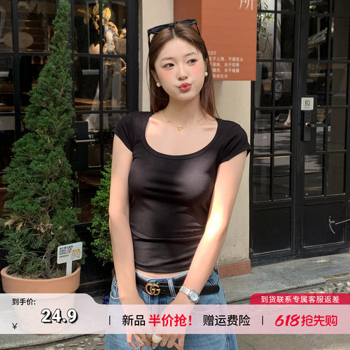 【夏日显瘦短袖T恤】黑色圆领