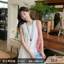 龙妹家白色吊带背心连衣裙女2025夏季流行新款穿搭花苞蓬蓬小裙子
