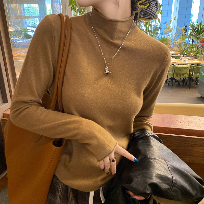 高级感半高领针织衫女