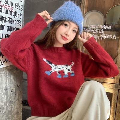 【萌宠小狗刺绣打底衫】软糯甜美