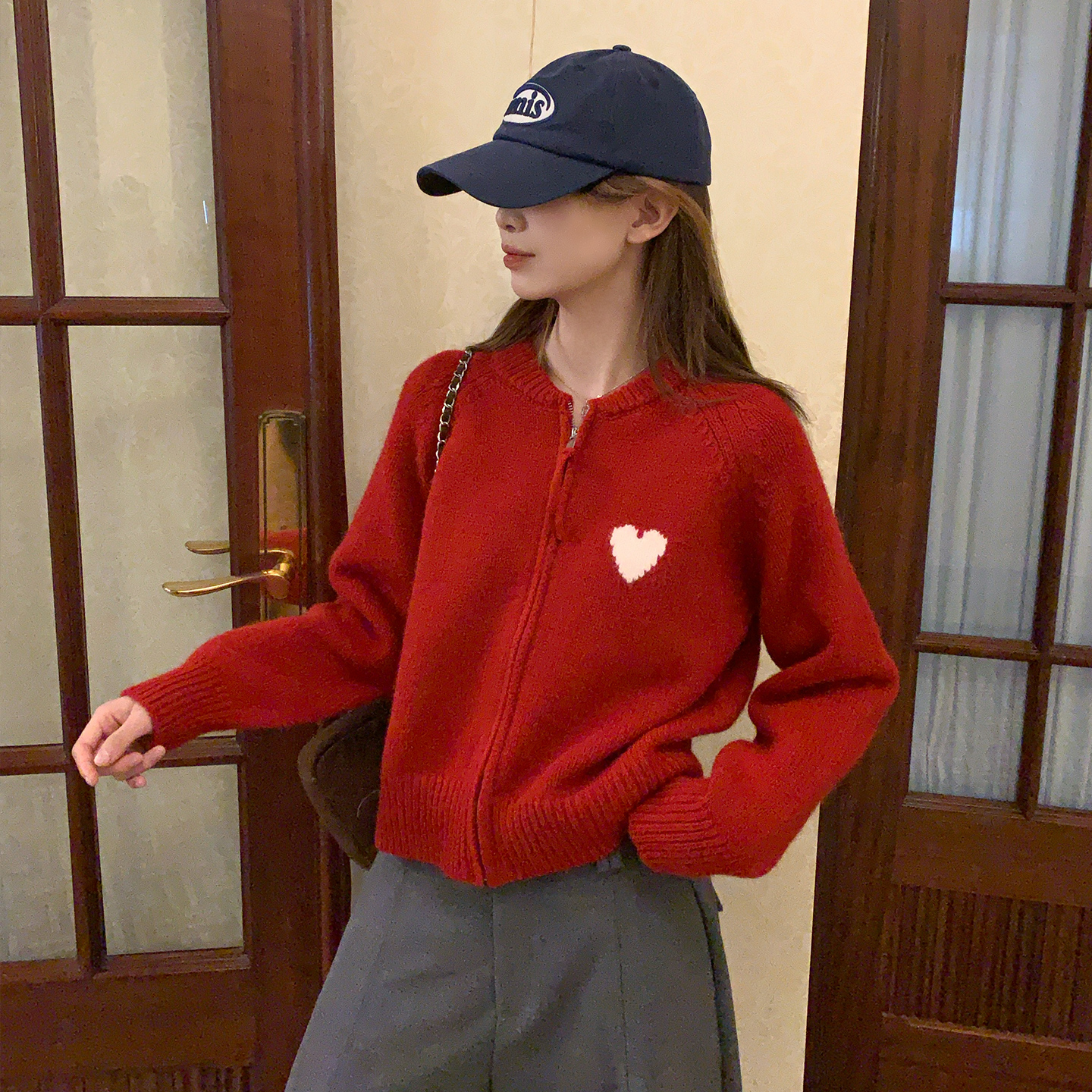 【软糯爱心提花毛衣开衫】温柔风