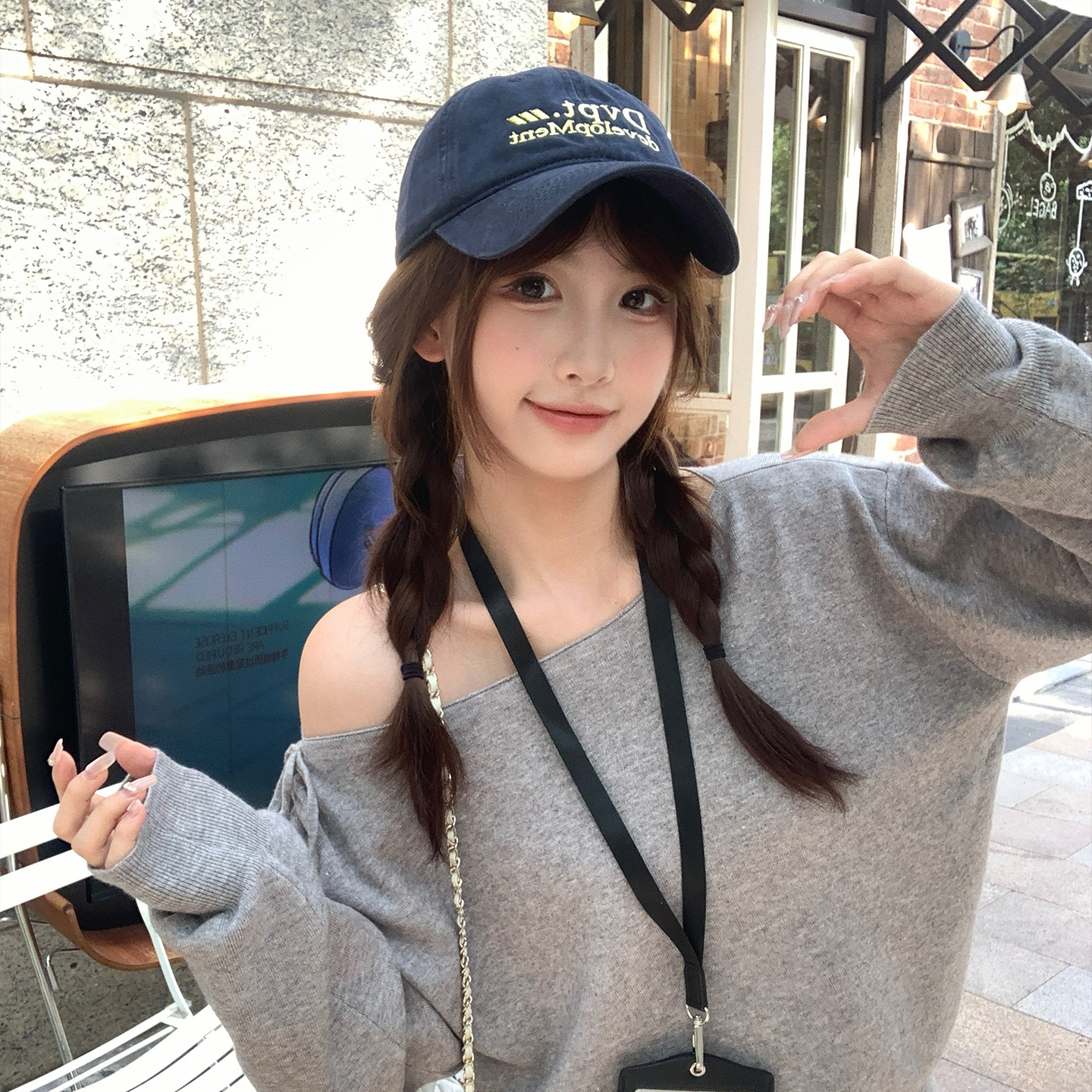 【氛围感斜肩打底衫】甜美少女感