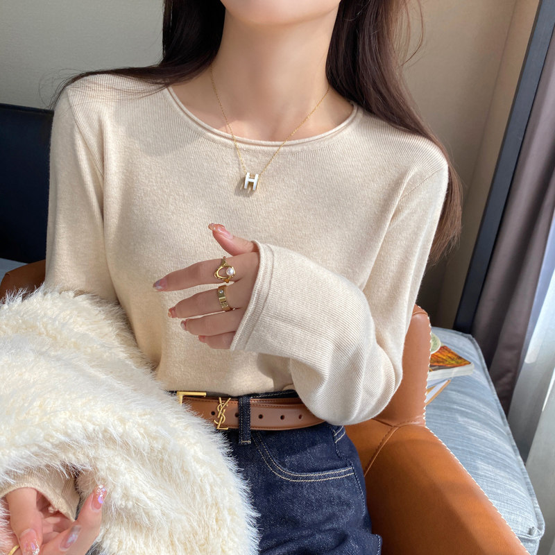 白色小香风圆领针织打底衫女内搭2025早秋新款毛衣高级感长袖上衣,女装/女士精品,毛针织衫,淘宝优惠券,粉丝福利购,淘宝优惠卷