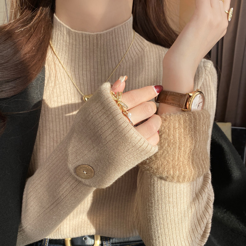 半高领加绒加厚打底衫女内搭2025秋冬季新款毛衣修身保暖针织上衣,女装/女士精品,毛针织衫,淘宝优惠券,粉丝福利购,淘宝优惠卷