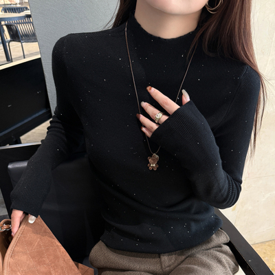早秋半高领长袖针织衫女内搭上衣