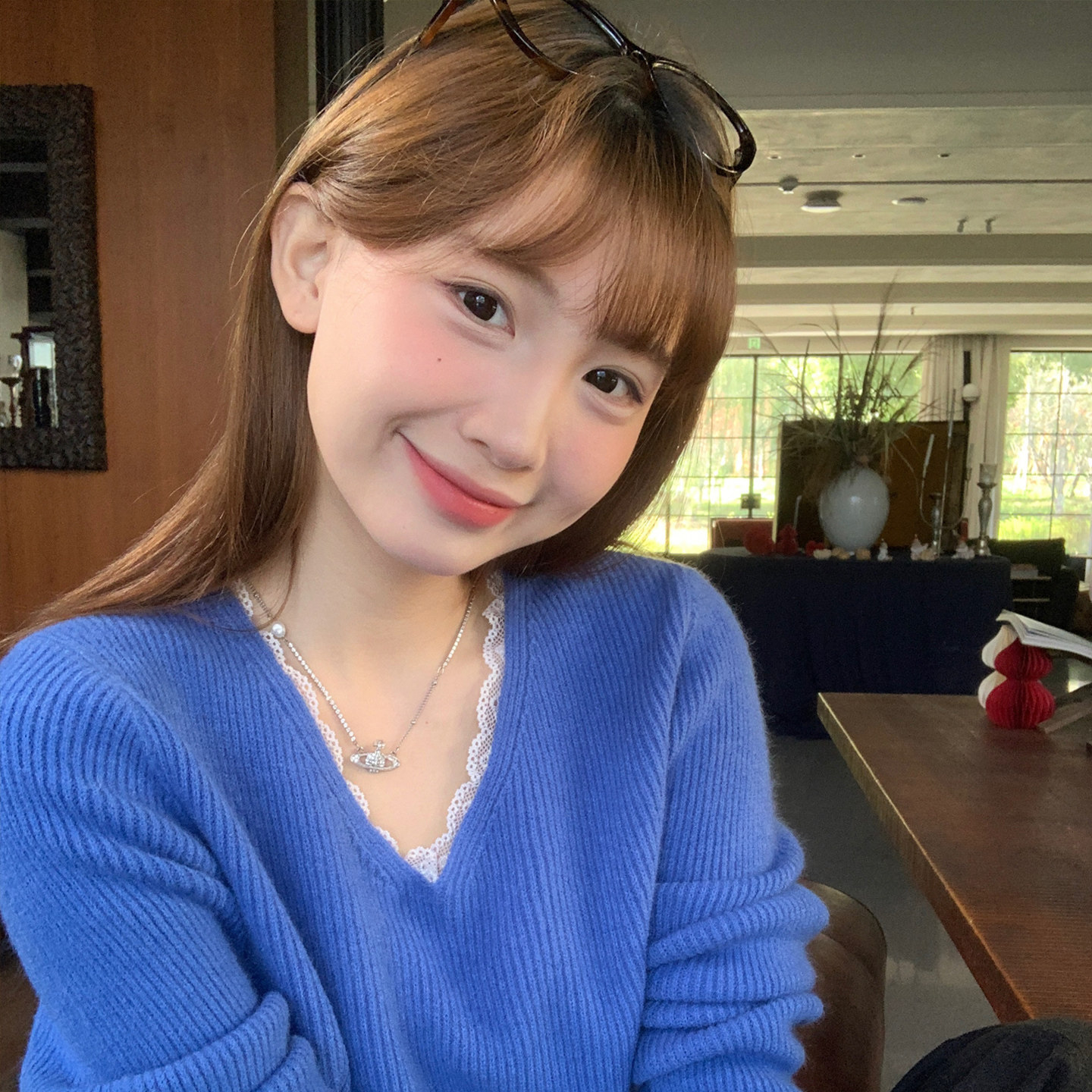 【V领蕾丝打底衫】高级感针织衫