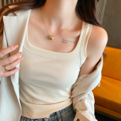 方领吊带背心女内搭西装 高级外穿白色带胸垫打底上衣 2026春夏新款