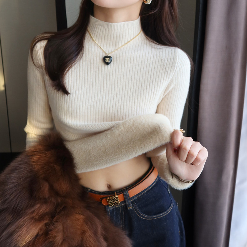 半高领加绒加厚针织打底衫女装秋冬内搭2025新款洋气毛衣长袖上衣,女装/女士精品,毛衣,淘宝优惠券,粉丝福利购,淘宝优惠卷