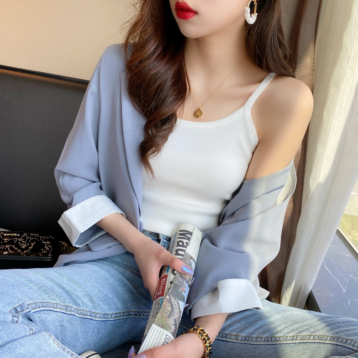 针织小吊带背心女夏季外穿韩版西装内搭打底衫网红性感无袖上衣潮