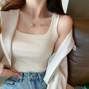 白色吊带背心女内搭2025新款 遮副乳打底方领上衣 夏季 外穿纯棉无袖