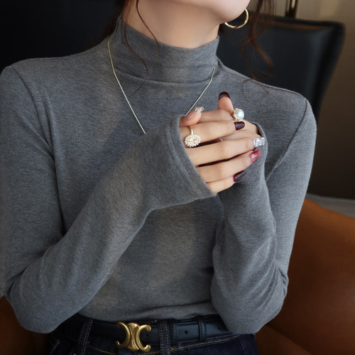 早秋新款高级感半高领长袖打底衫