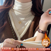 内搭高级感加绒加厚2025新款 高领打底衫 女秋冬季 白色磨毛保暖上衣