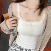 白色蕾丝小吊带女内搭2026春夏季 外穿绝美背心带胸垫打底上衣 新款