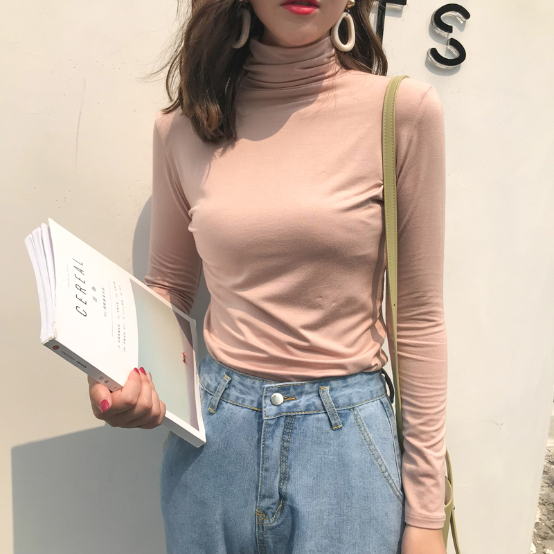 3洋气半高领打底衫女韩版秋冬季新款长袖内搭上衣时尚百搭修身T恤