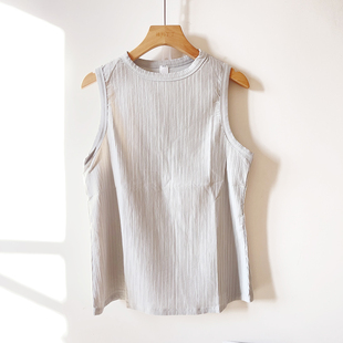 pleated 褶皱三宅背心高领防走光无袖 瑜伽砍肩膀运动罩衫 stretch