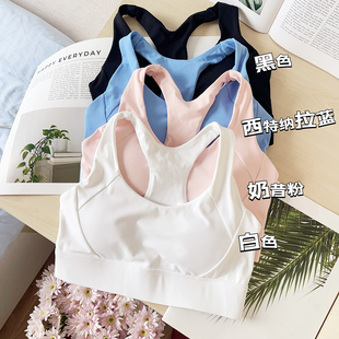 工字背心调节排扣易穿脱固定胸垫不跑杯运动文胸健身训练跑步内衣